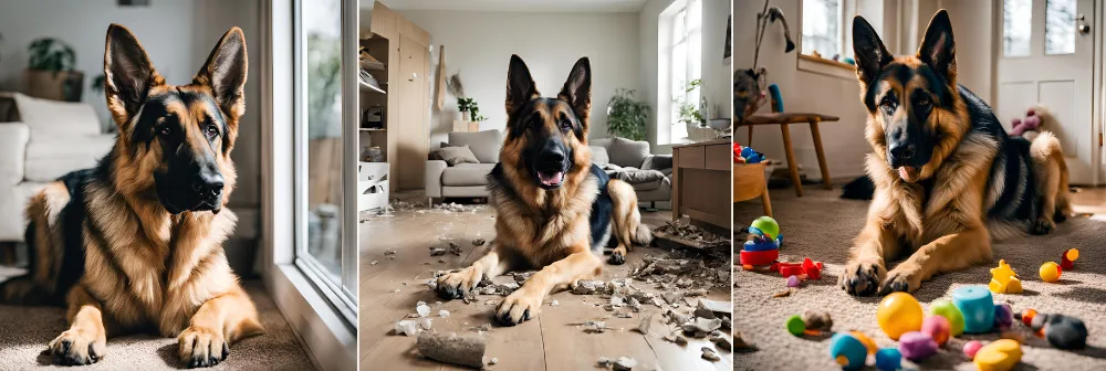 German Shepherd may experience separation anxiety when left alone for long periods. This can lead to destructive behavior if they feel stressed or bored